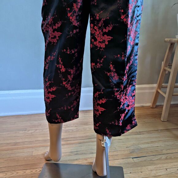 Vintage Y2K Uniform Paul Richard Satin Pants Floral Embroidery High Rise 10P - Picture 10 of 11
